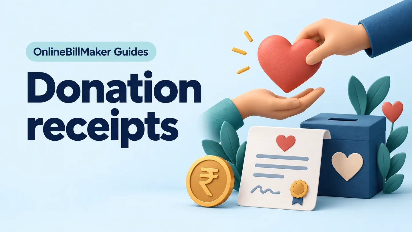 Donation Receipt guide — illustrated document and billing details
