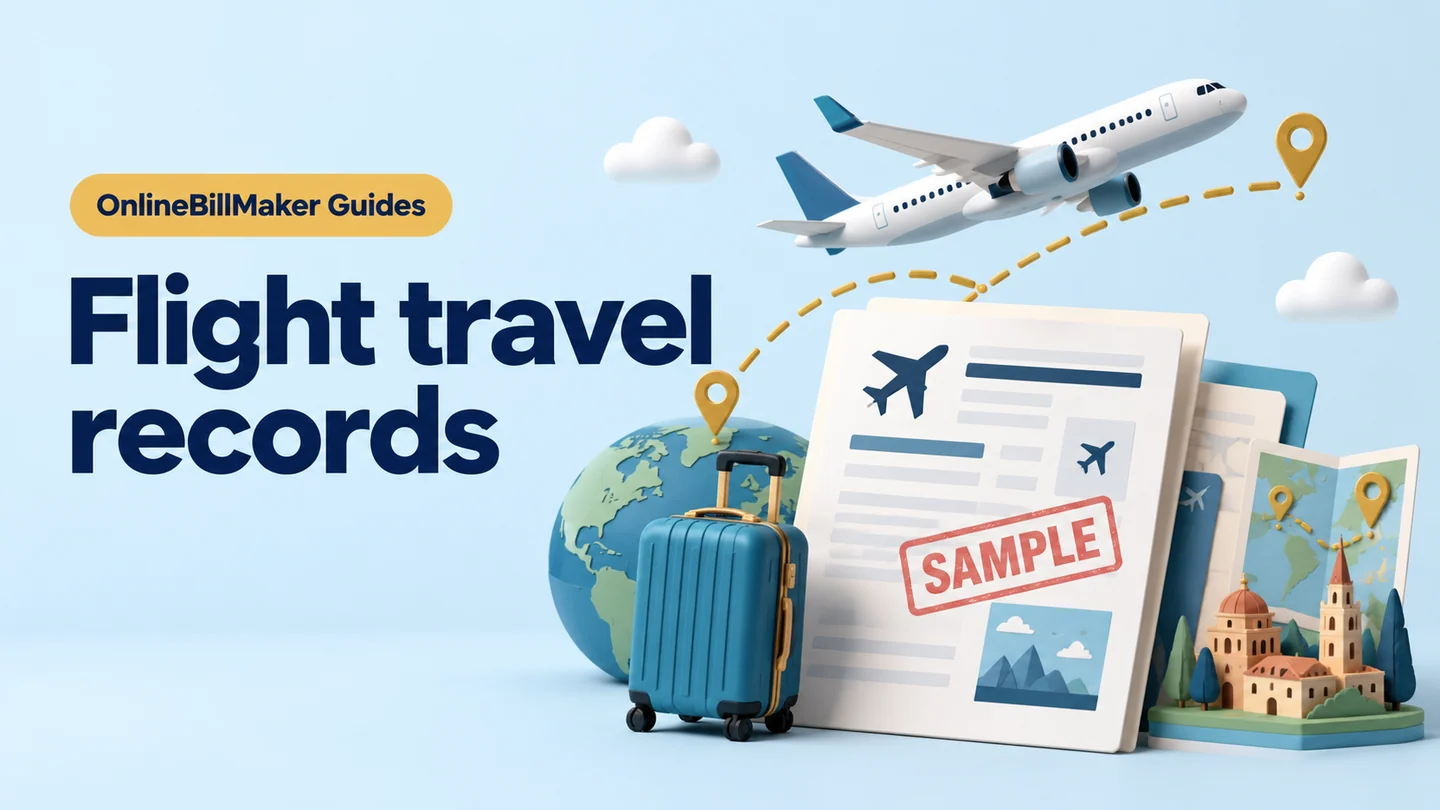 Flight Ticket guide — illustrated document and billing details