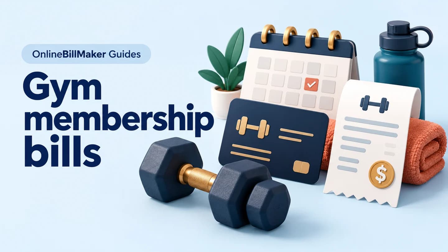 Gym Bill guide — illustrated document and billing details
