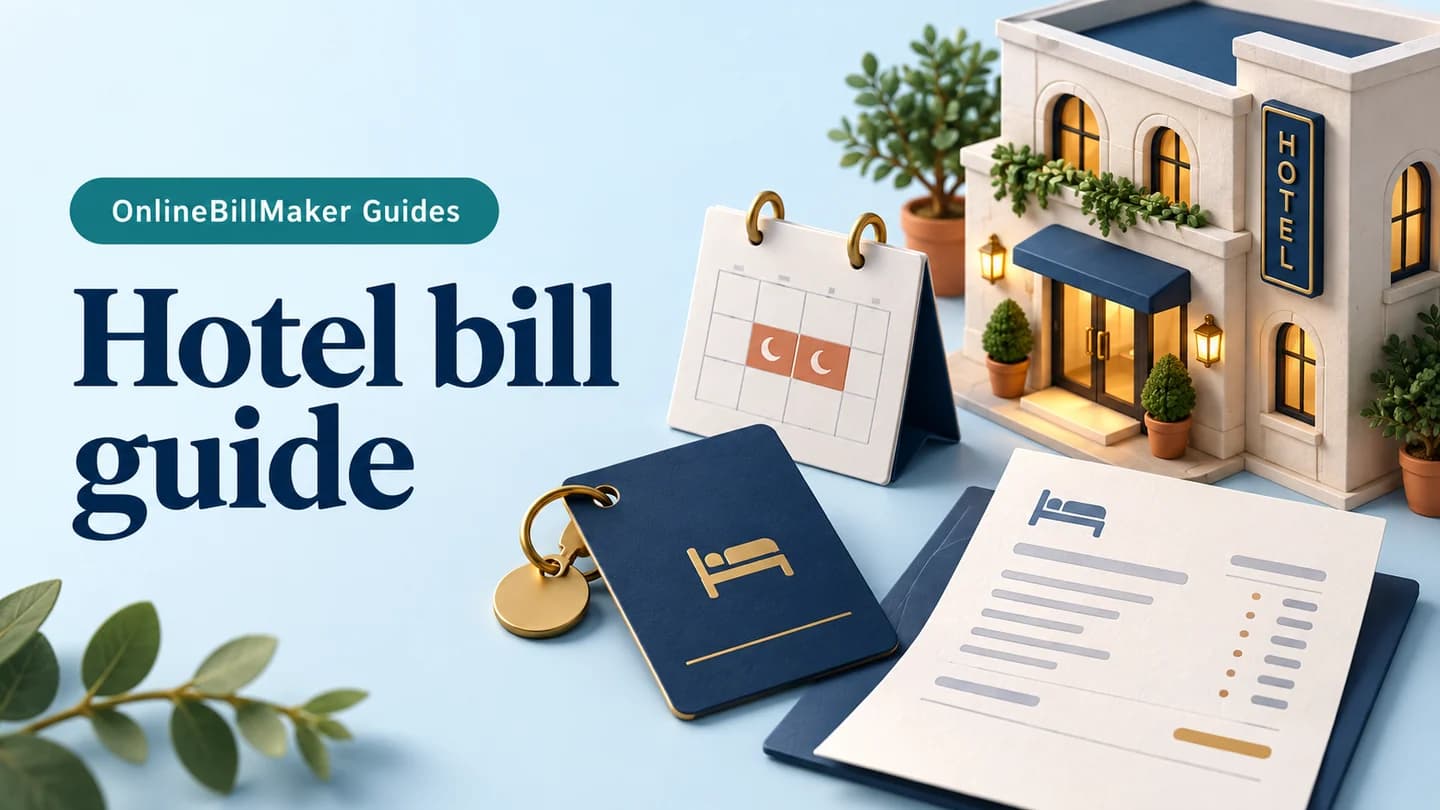 Hotel Bill guide — illustrated document and billing details