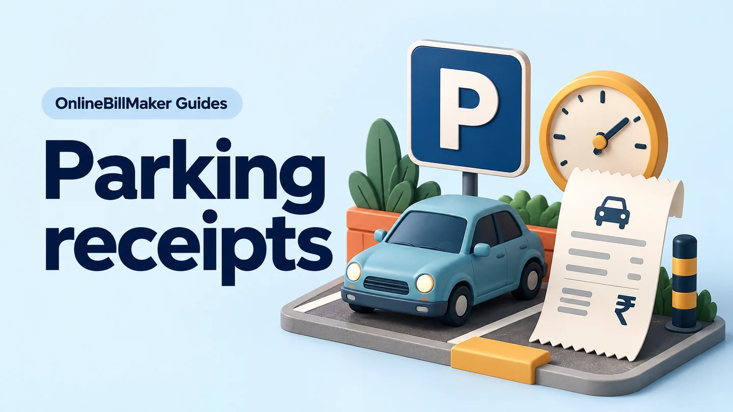 Parking Receipt guide — illustrated document and billing details