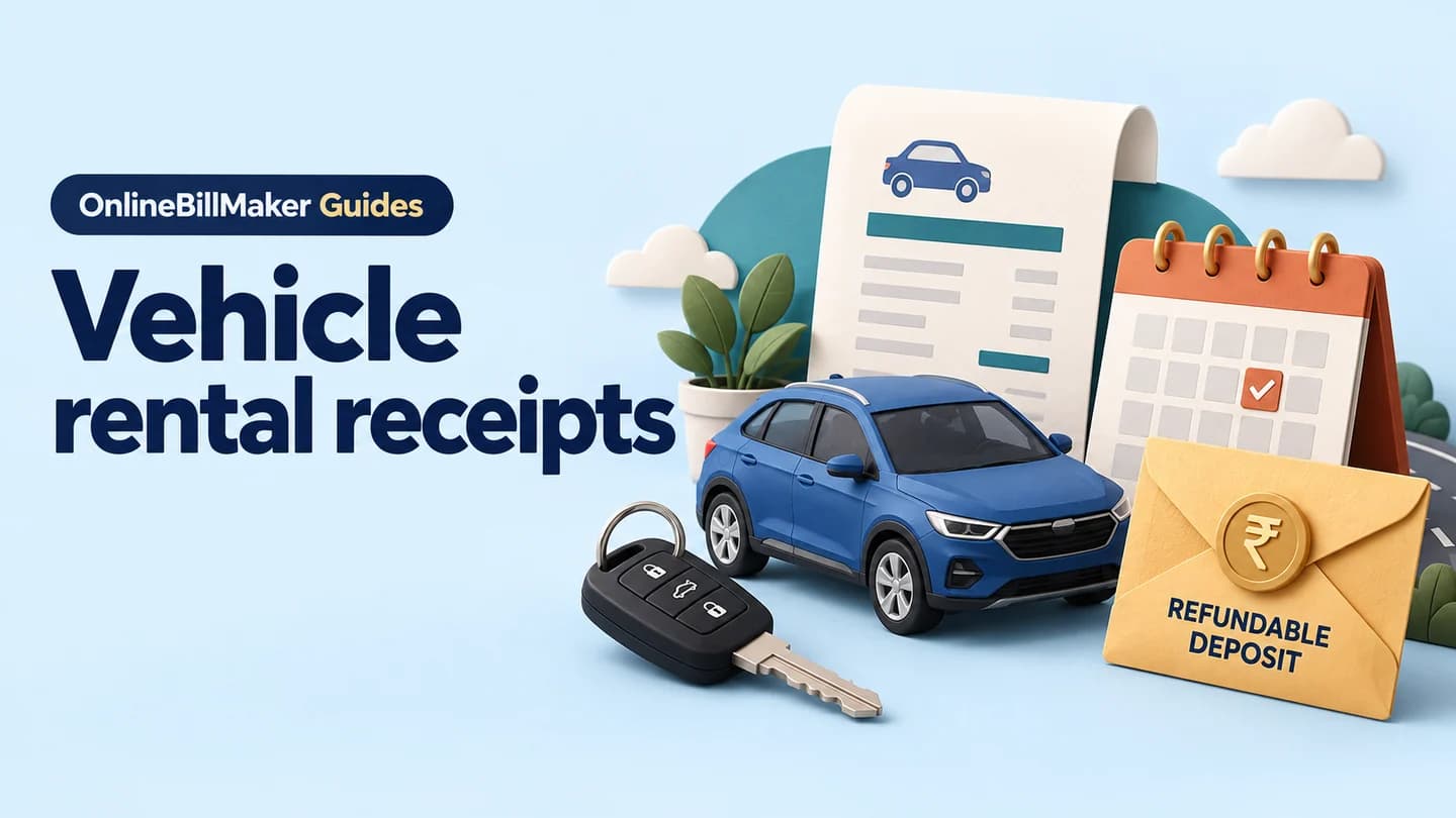Vehicle Rental guide — illustrated document and billing details