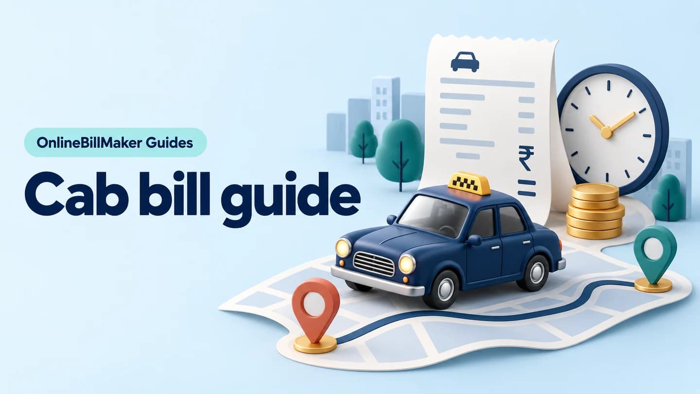 Cab Bill guide — illustrated document and billing details