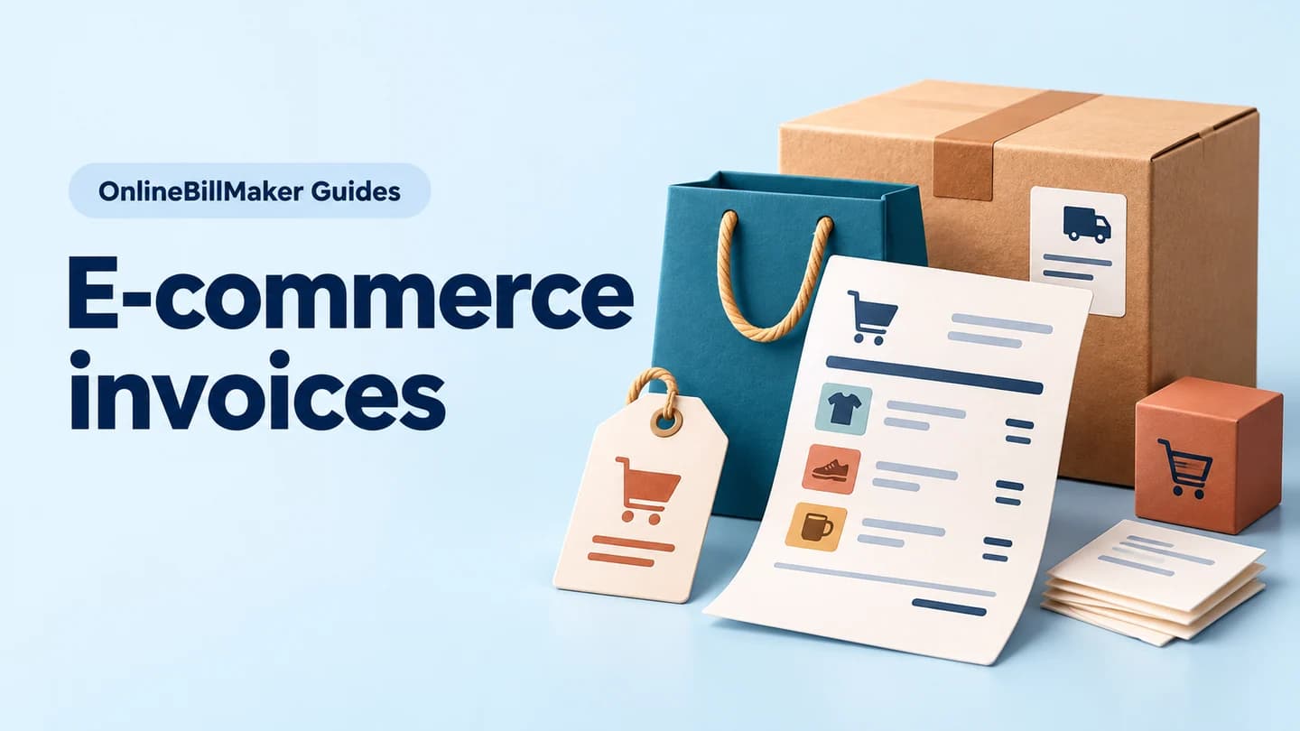 E-Commerce Invoice guide — illustrated document and billing details
