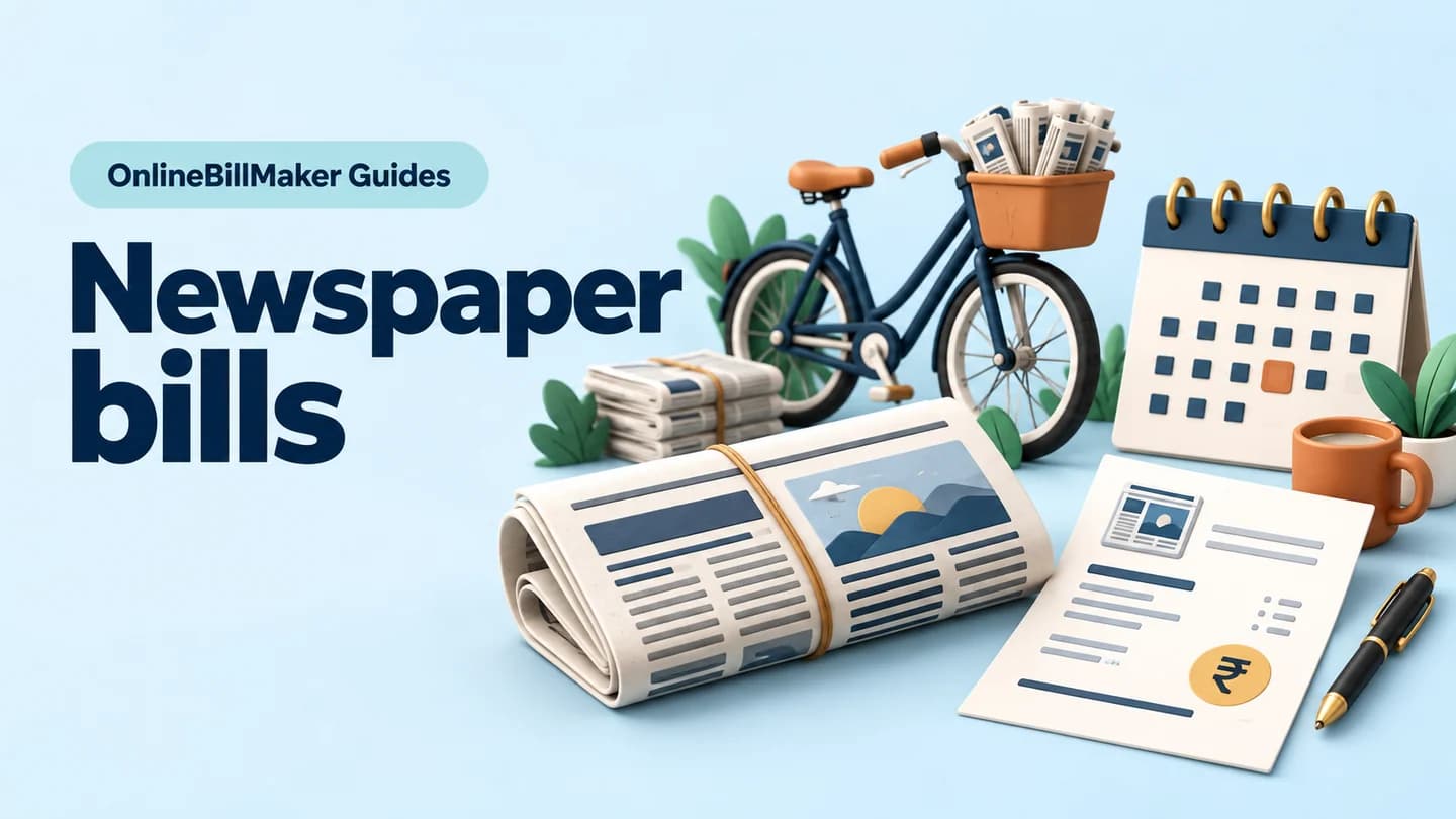 Newspaper Bill guide — illustrated document and billing details