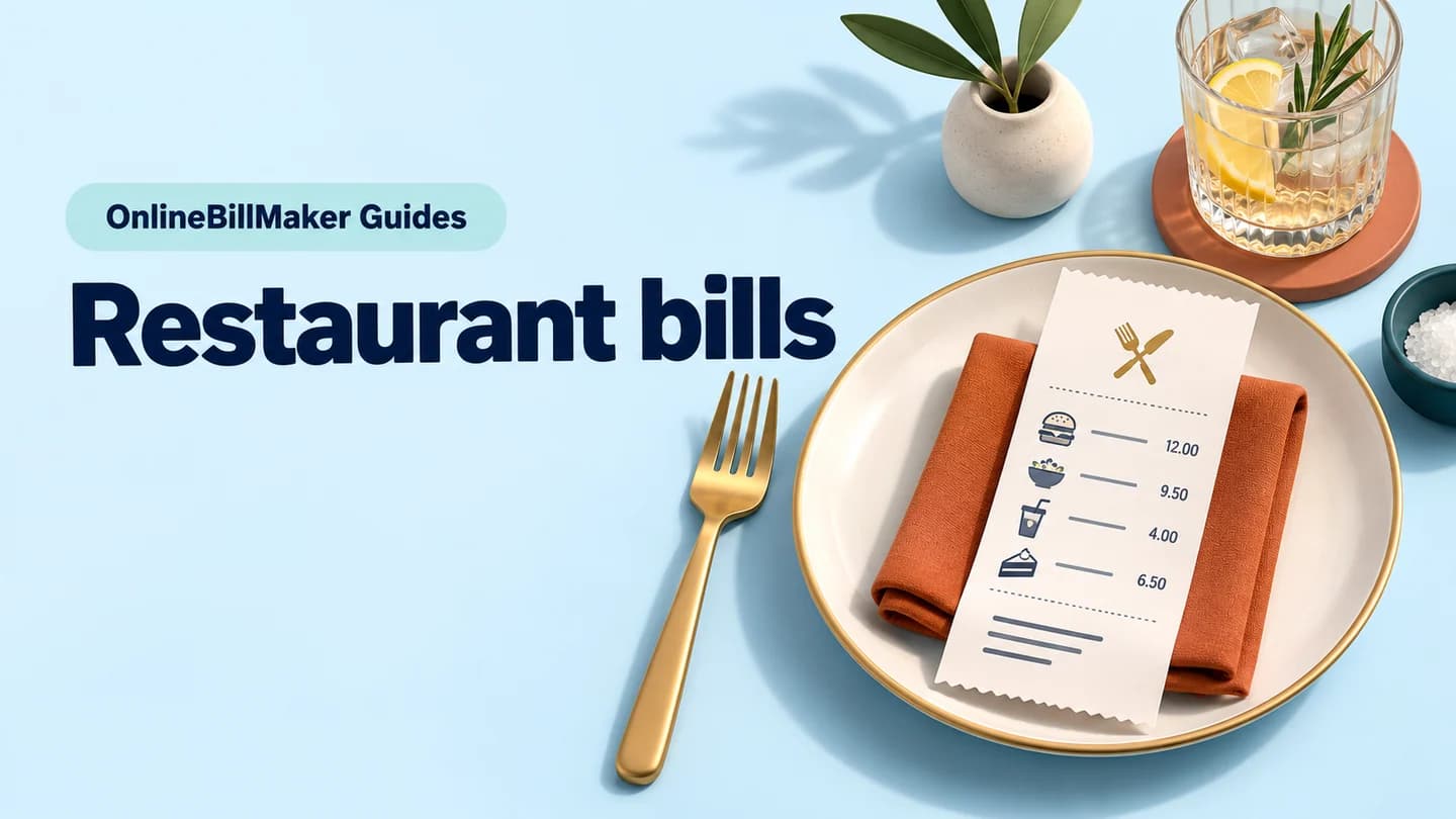 Restaurant Bill guide — illustrated document and billing details