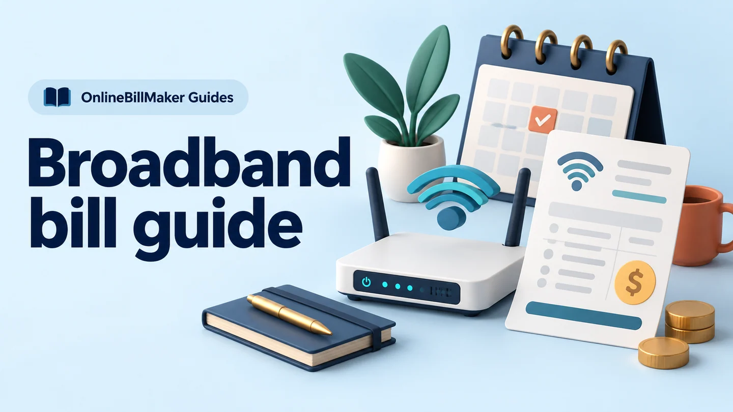 Internet Bill guide — illustrated document and billing details