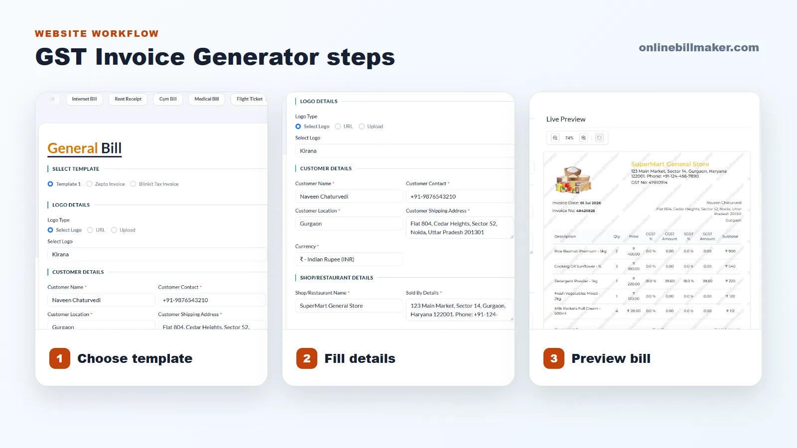 Steps to Create a GST-Style Invoice Online screenshot guide