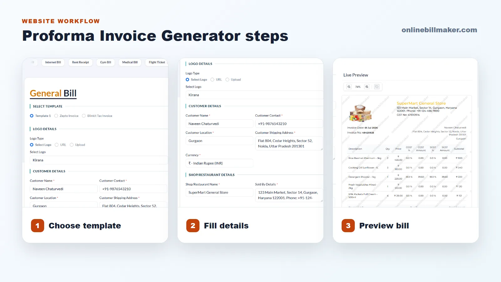 Steps to Create a Proforma Invoice Online screenshot guide