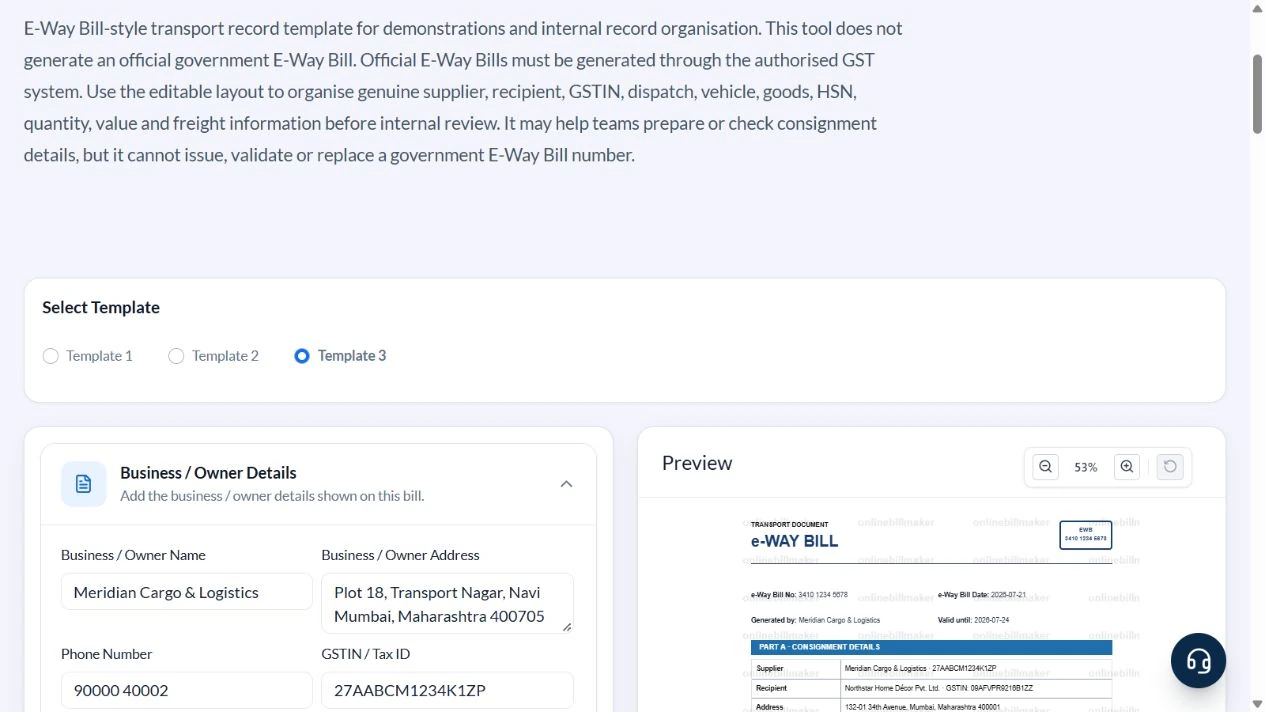 E-way record editor with three layouts